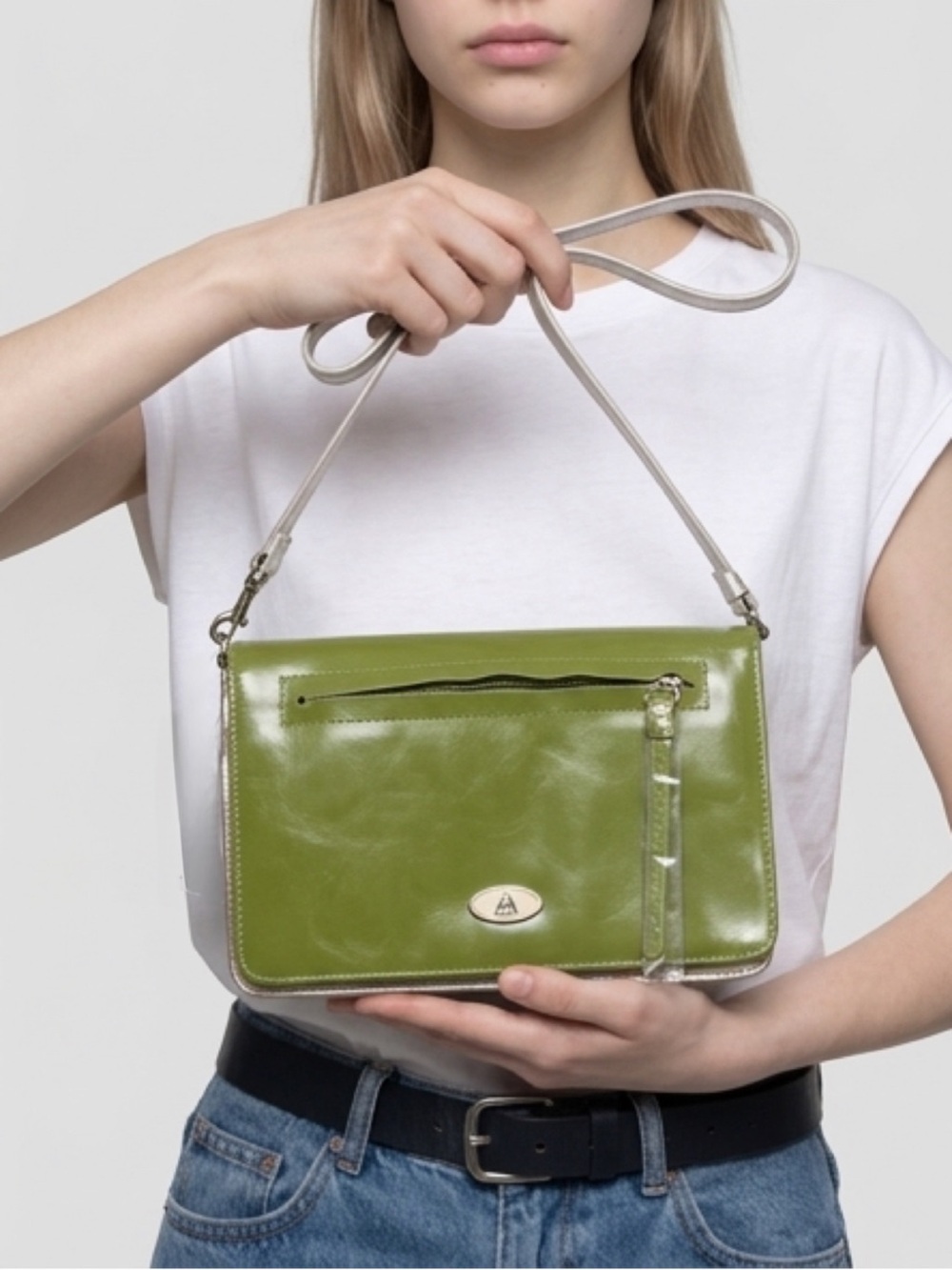 Aurielle Vintage Green Leather Shoulder /  Crossbody Bag